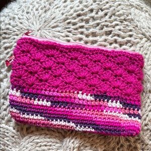 Pink and Purple Crochet zipper bag new